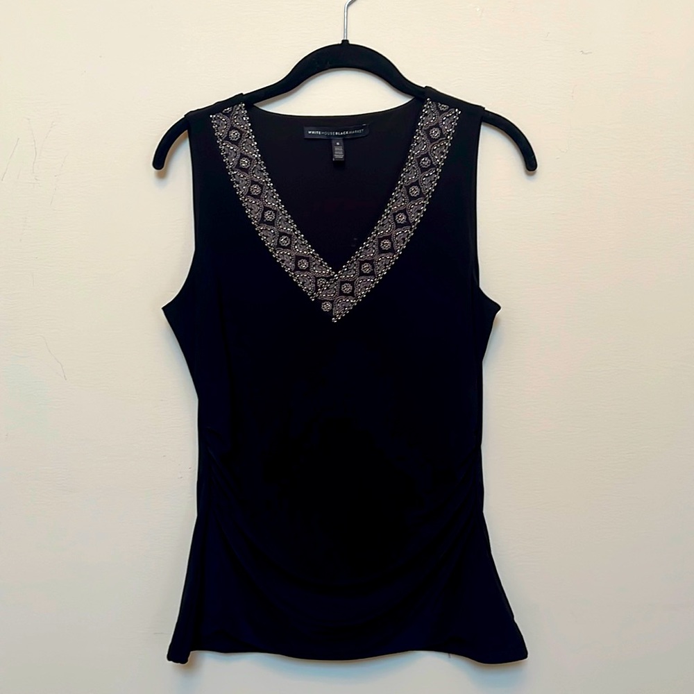 New Year WHBM beaded ruched blouse